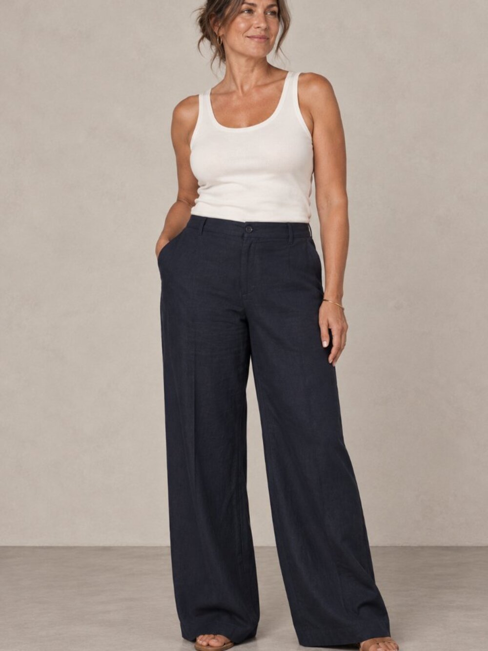 Eileen Fisher Wide Leg Linen Pants Size Large